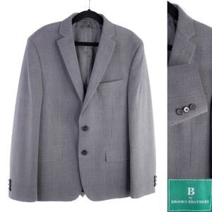 B by Brooks Brother Boys Sport Coat Jacket Blazer Plaid Gray Sz 16R